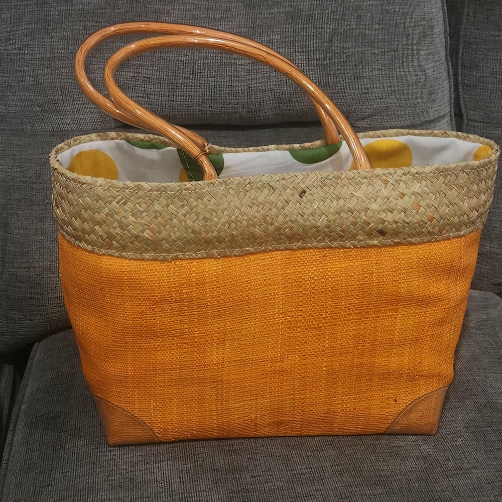 Deux Lux Orange Woven Tote Bag